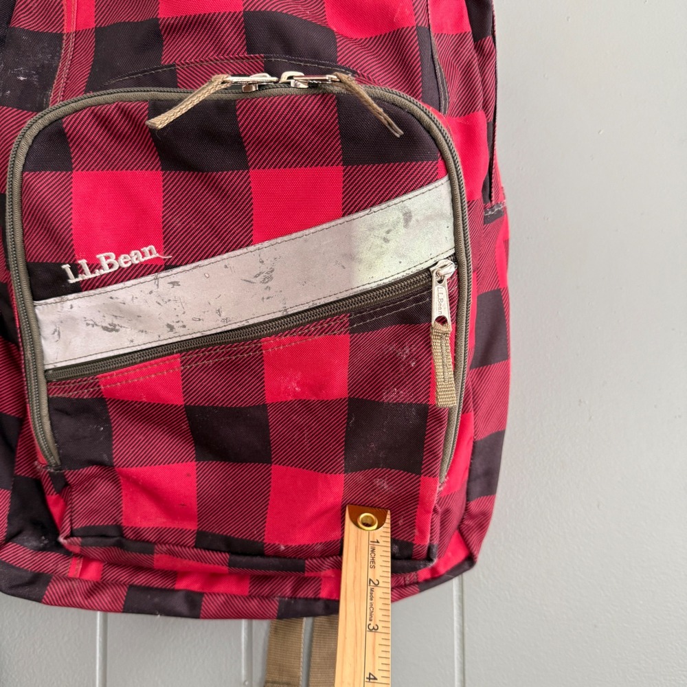 LL Bean Deluxe Book Pack Backpack Red Lap Top Buffalo Plaid 236564 Unisex- READ - Picture 4 of 13